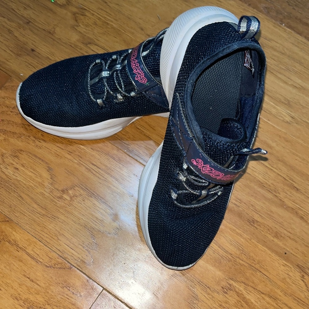 Sketchers, Velcro Sneaker, Navy Blue, Kids size 3